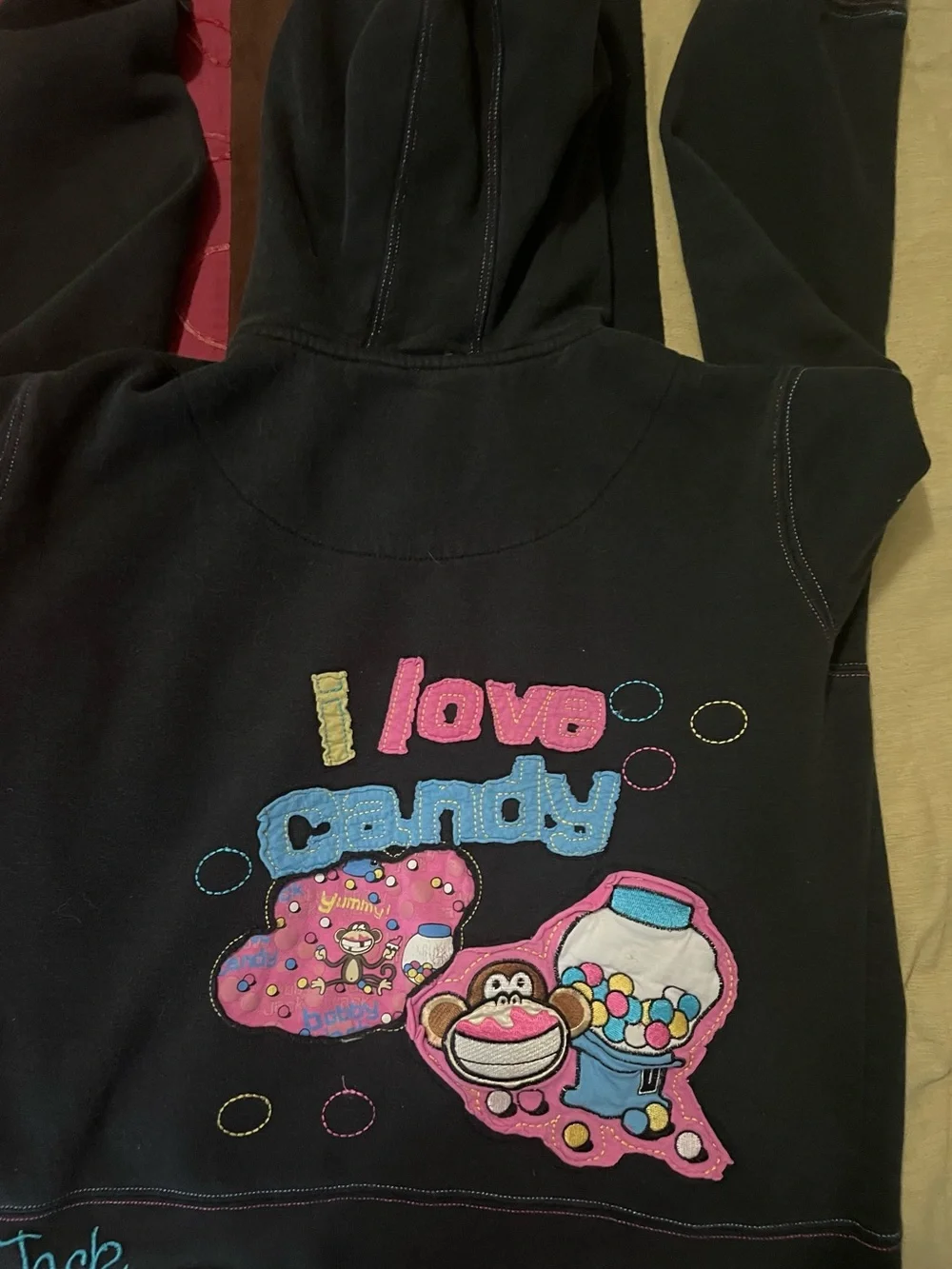 Bobby Jack Black Zip-Up Hoodie with Pink Lined Hood